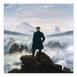 Постер Caspar David Friedrich The Wanderer Over the Mist Sea 100 x 100 см Blue - Фото 1