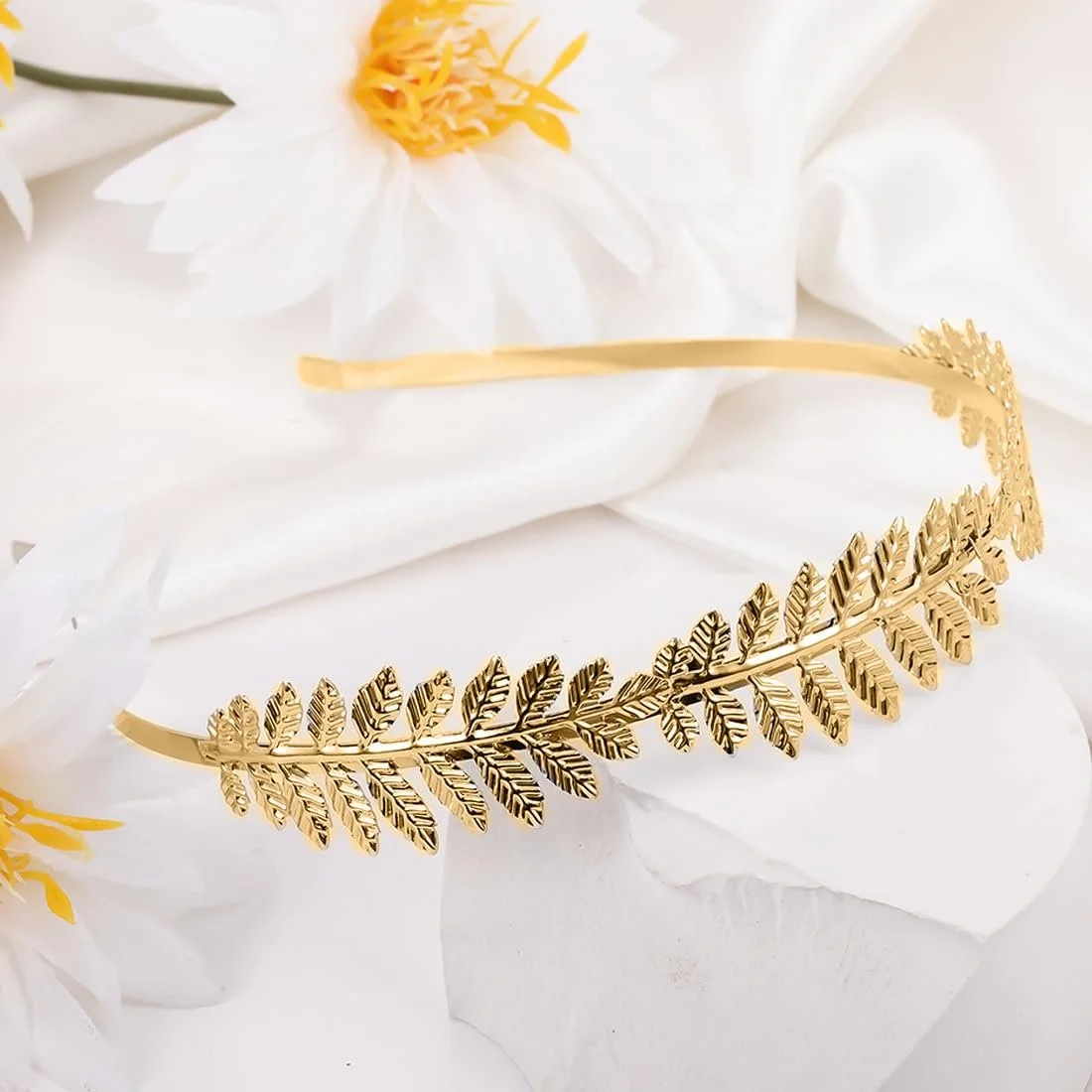 Золотий обруч на голову з листям богині, фото №3