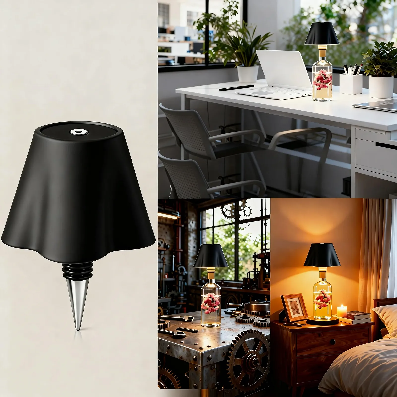 Насадка-лампа для пляшки LED Type C RGB Чорна, фото №4