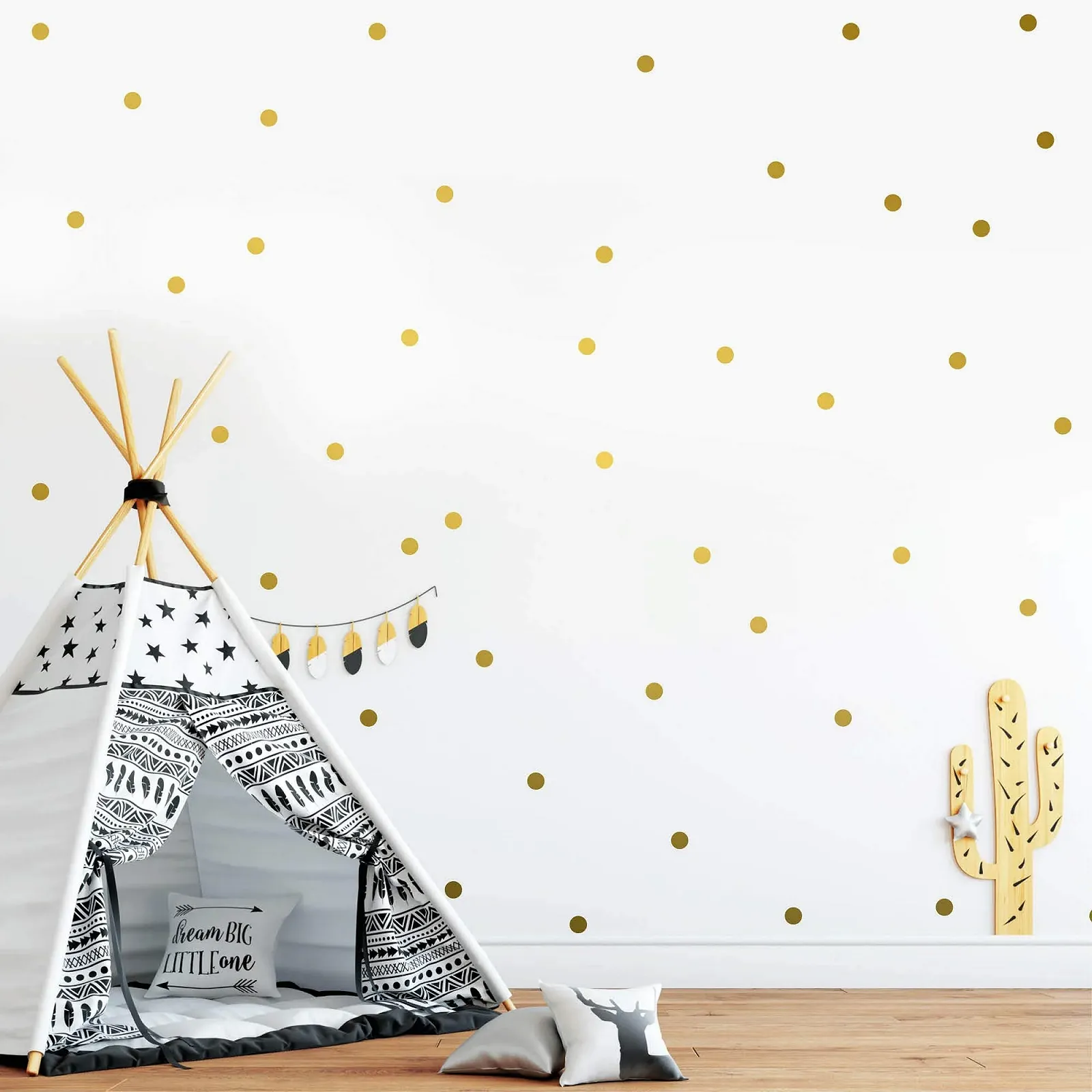 Наклейки на стену Confetti Dots 192 шт. 3.3 см золотистые, фото №5