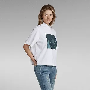 Женская футболка G-Star RAW Eye Dye Boxy Mock V-Neck T-Shirt- S synthetic.ua - Фото 1