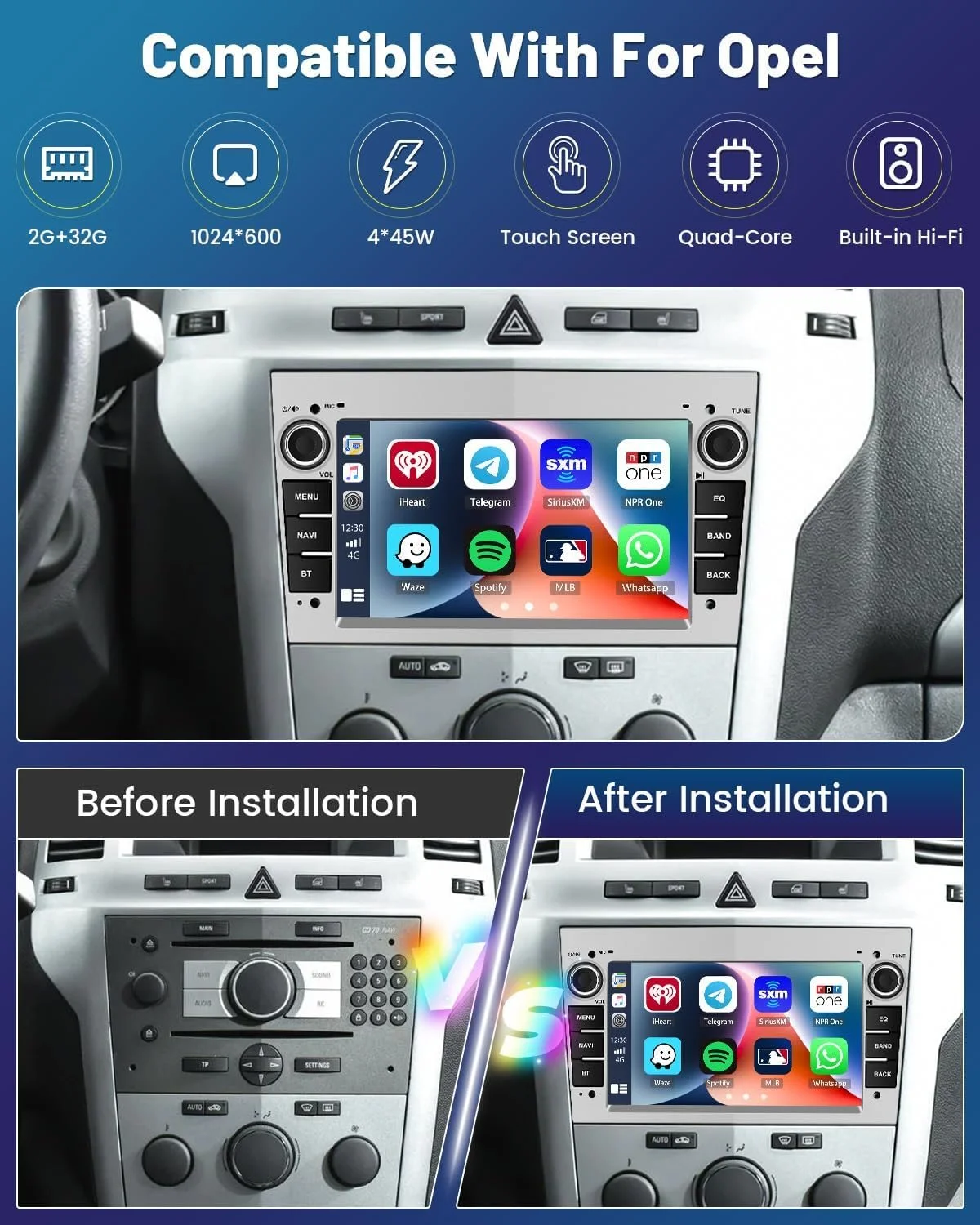 Штатная автомагнитола Hikity для Opel Corsa Astra Meriva Vivaro Combo Antara / 7" / Сенсорная / 2/32Гб / Android 13 / Apple CarPlay / Android Auto / Bluetooth / WI-FI / GPS / USB, фото №8
