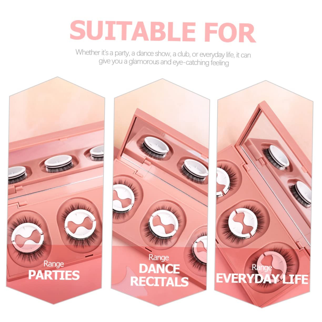 Накладні вії Angoily 3 пари самоклеючі пухнасті для косплея з смужкою з 3D хімічного волокна, фото №5