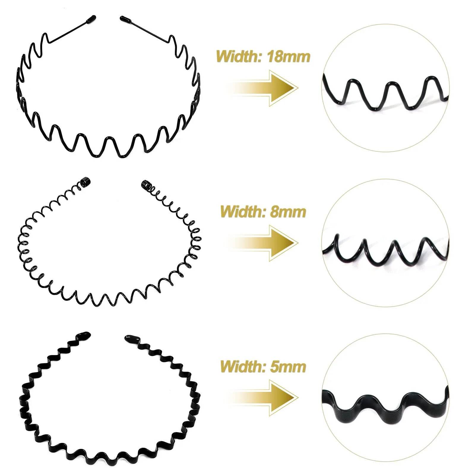 Набір металевих обручів для волосся 3 шт., фото №2
