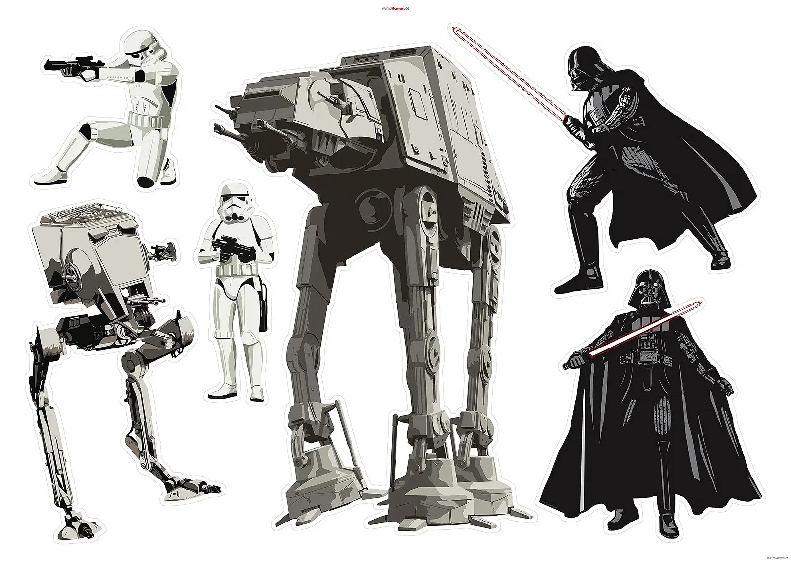 Наклейка на стену Komar Star Wars Doomed Дарт Вейдер 100 x 70 см 6 шт., фото №2