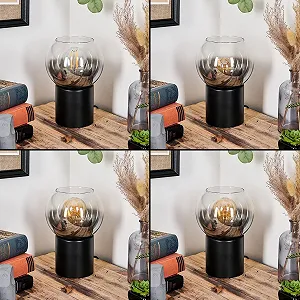 Настільна лампа HOFSTEIN Koyoto метал/скло E27 15 см Чорний/Димчастий/Прозорий synthetic.ua - Фото 1