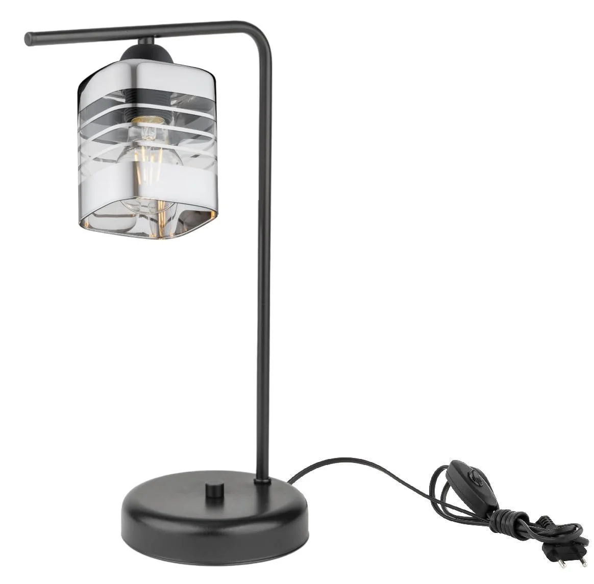 Настільна лампа Loft Metal Glass Silver 1-Bulb E27 Чорний, фото №1