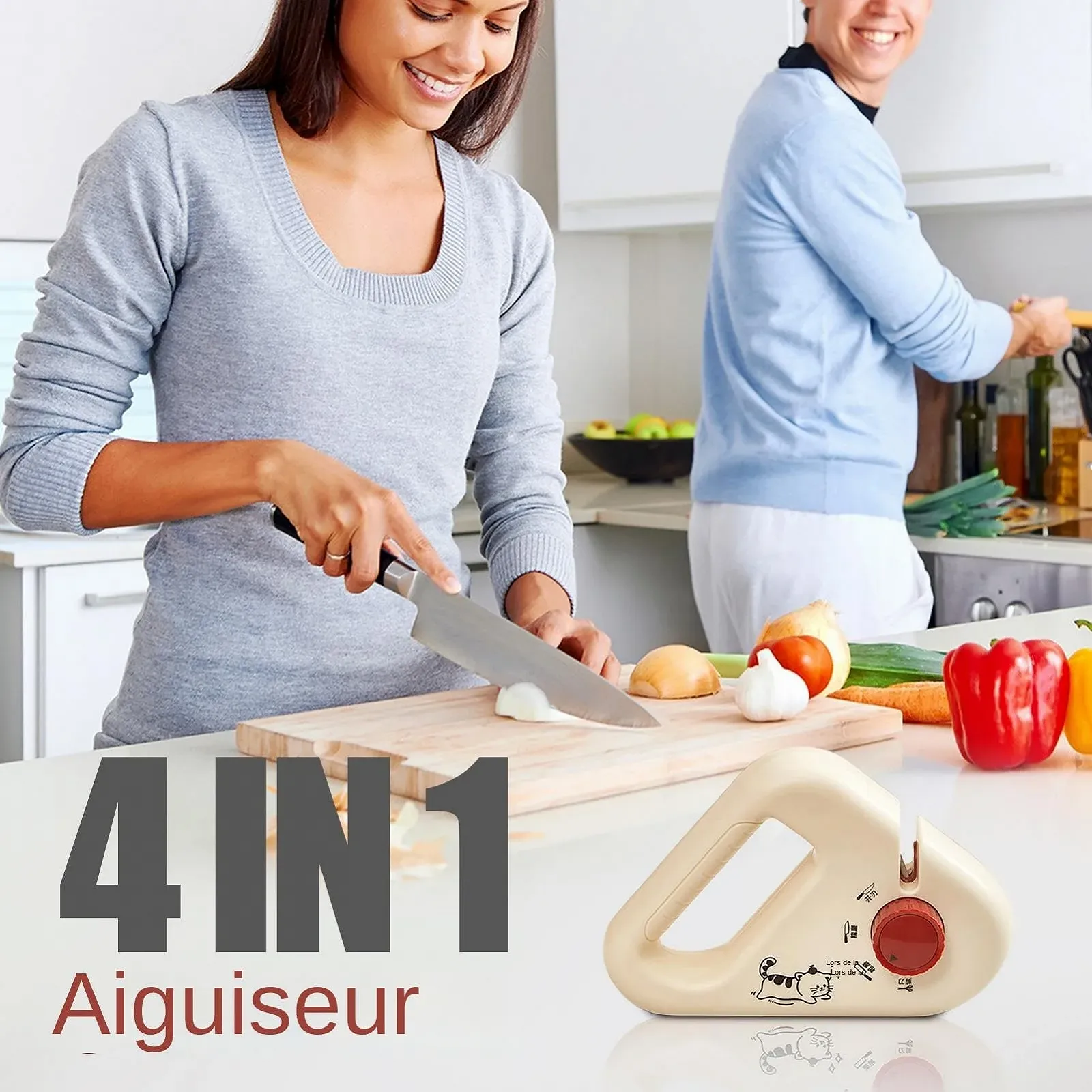 Точилка для ножів XIAOXIAOYU ручна 4-в-1 з протиковзкою основою, фото №8