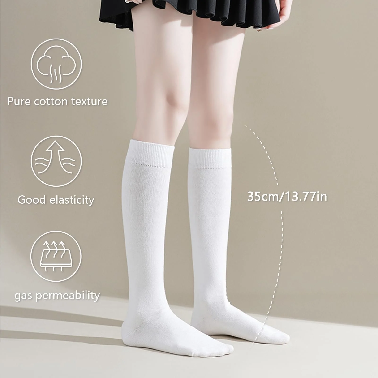 3 пари жіночих гольфів до коліна Білий, фото №2 3 пари жіночих гольфів до коліна Білий, фото №2