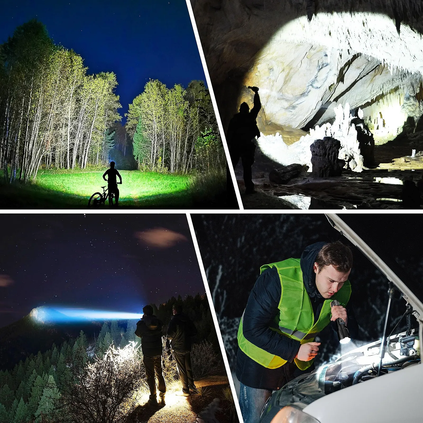 Ліхтар Blukar LED Перезаряджуваний 500 000 люмен тактичний зумований 5 режимів IP67 водонепроникний для кемпінгу, походів, риболовлі, надзвичайних ситуацій, фото №8