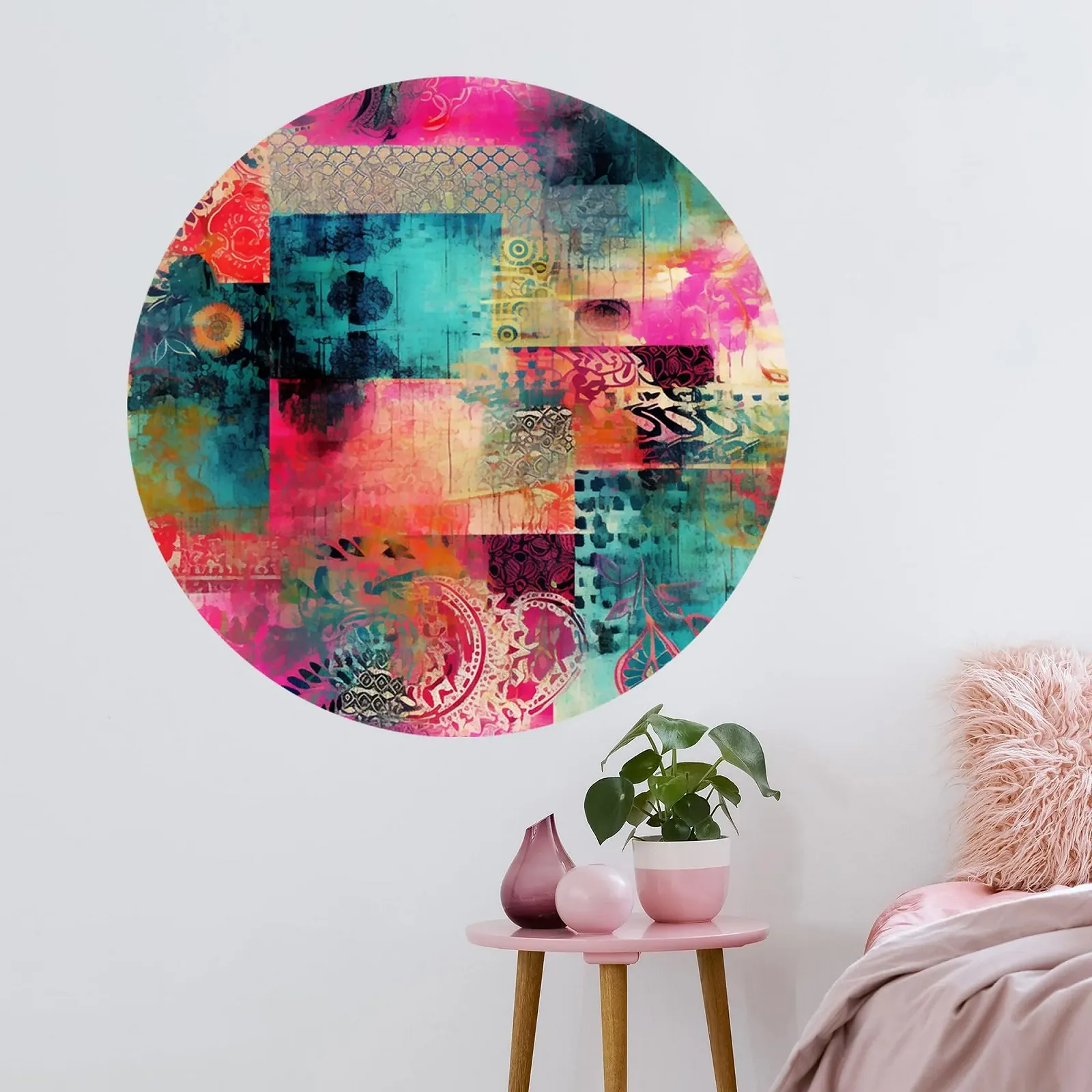 Наклейка на стіну GRAZDesign Круглий візерунок Бірюзова Boho Vintage 50 x 50 см, фото №2