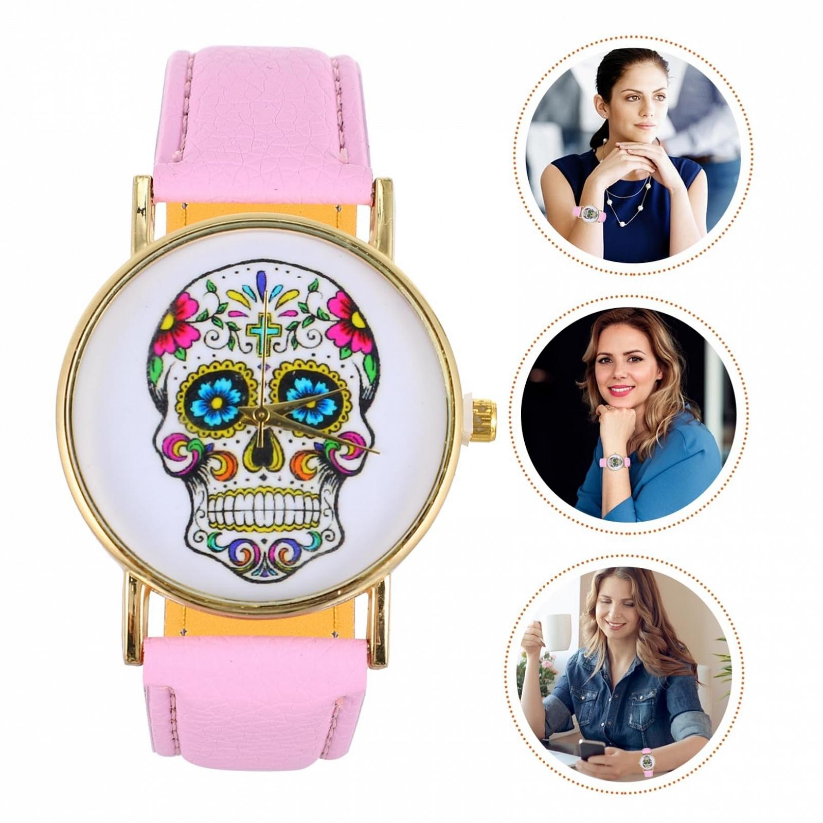 Жіночий годинник WRITWAA Punk Style, шкіряний ремінець, рожевий, фото №8