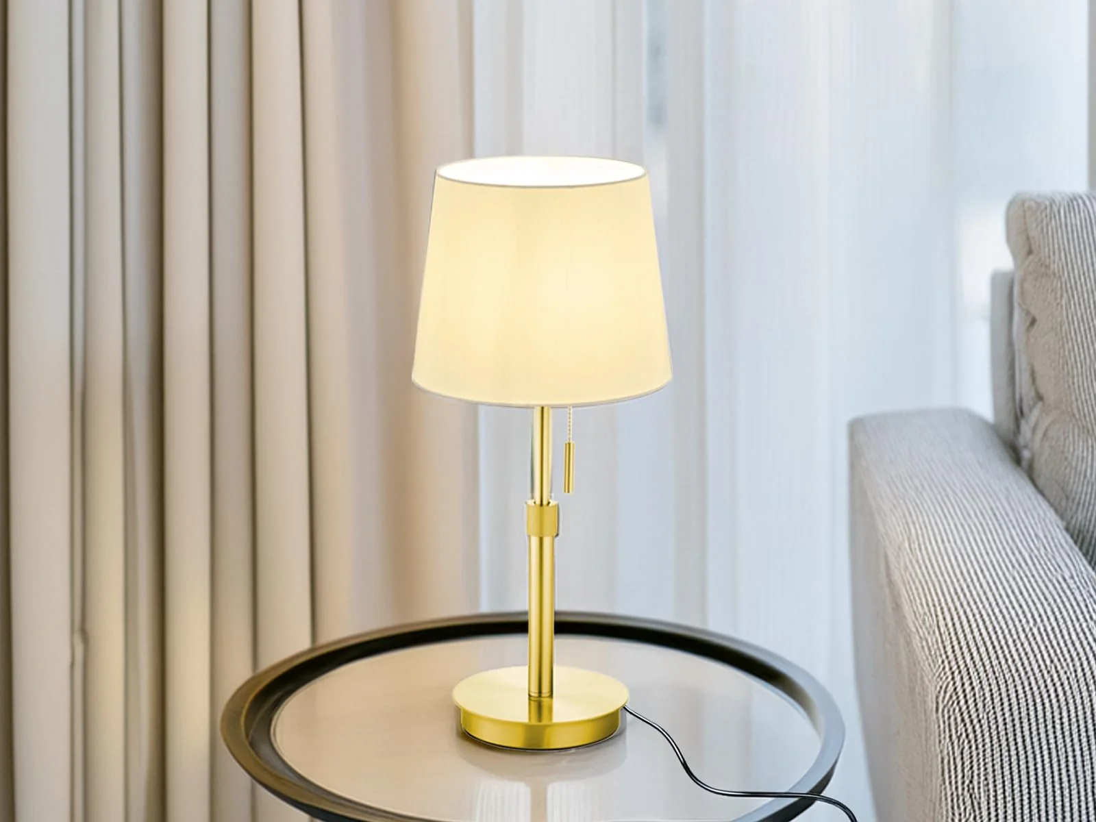 Настільна лампа meineWunschleuchte регульована латунь біла 56 см, фото №4