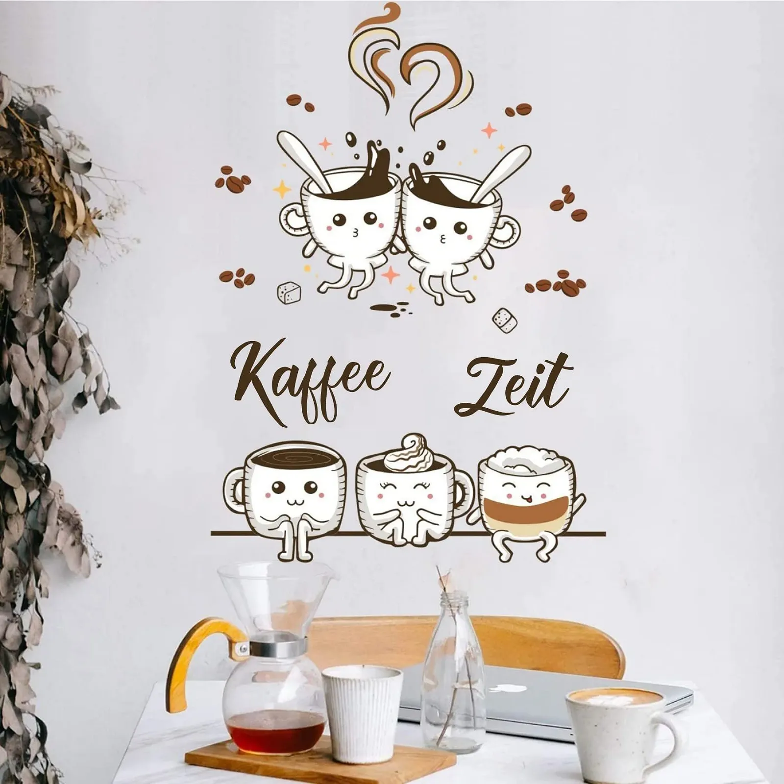 Наклейка на стіну KAIRNE Кава та кавові зерна Коричнева, фото №4