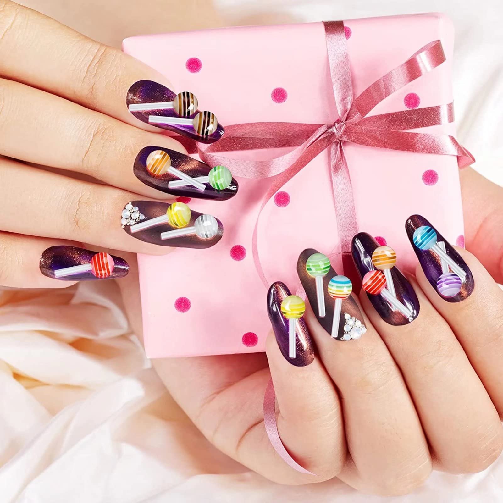 Украшения для ногтей Леденец RUNRAYAY 3D, 200 шт, Разноцветные Миниатюрные смоляные конфеты, DIY, Аксессуары для маникюра, Мультяшные украшения ко Дню святого Валентина, фото №8