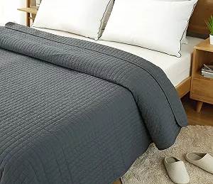 Покривало WOLTU, 240 x 260 см, темно-сіре, 360 GSM, клаптикова техніка, двосторонній дизайн synthetic.ua - Фото 1