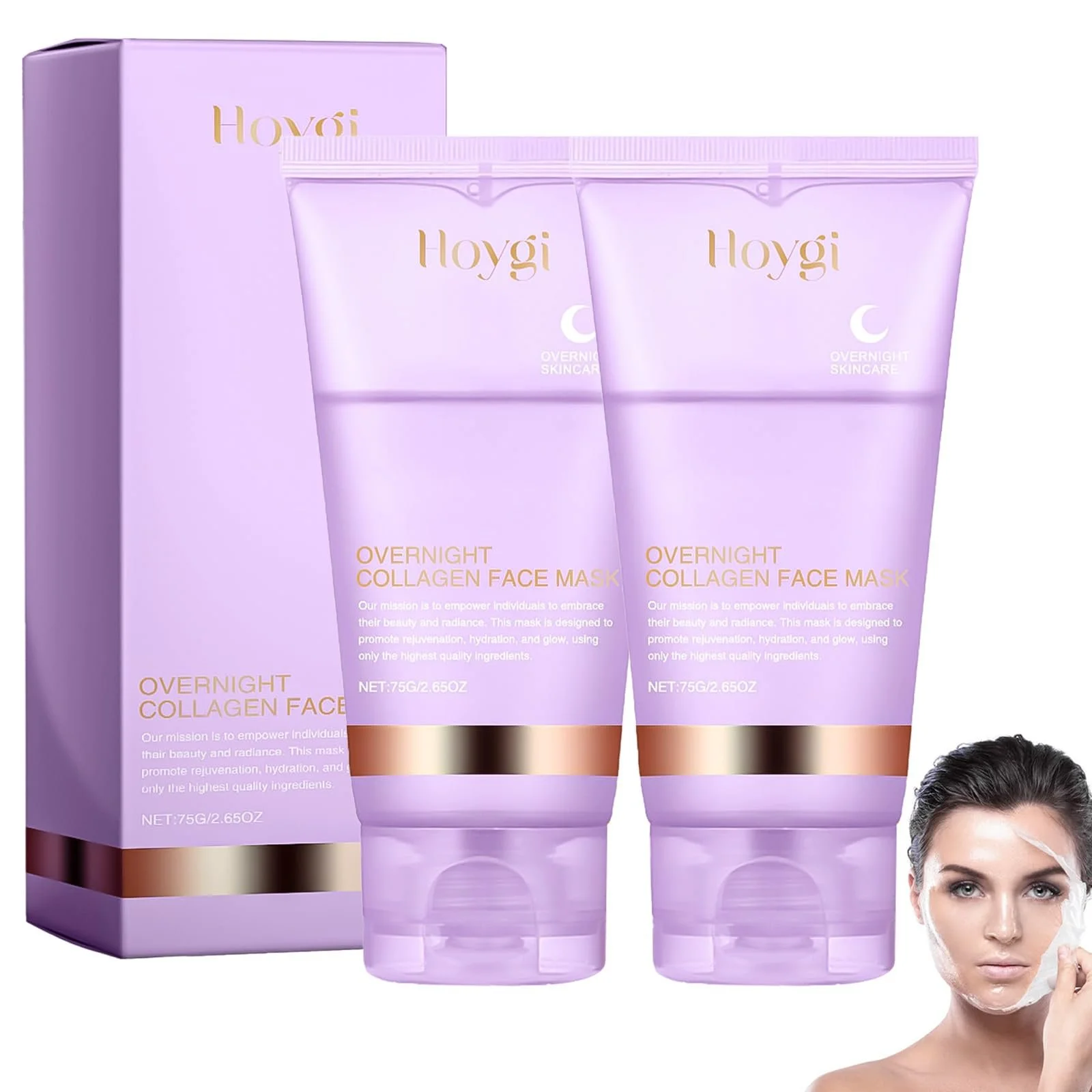 Нічна маска Collagen, упаковка з 2 шт. Маска Collagen Wrapping, нічна маска-плівка для обличчя, фото №1