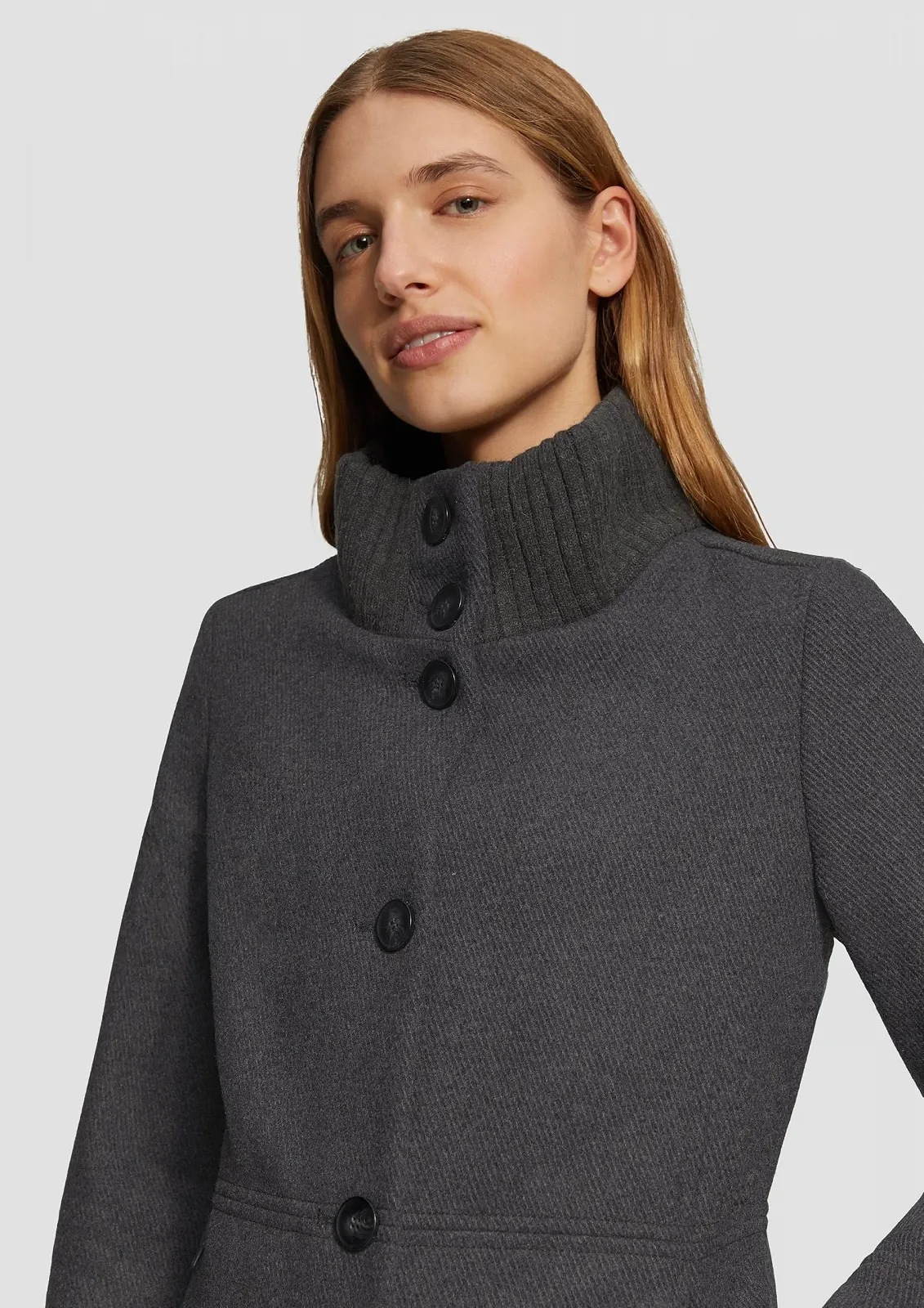 Пальто s.Oliver Твіл з трикотажним коміром-стійкою та кишенями, фото №2