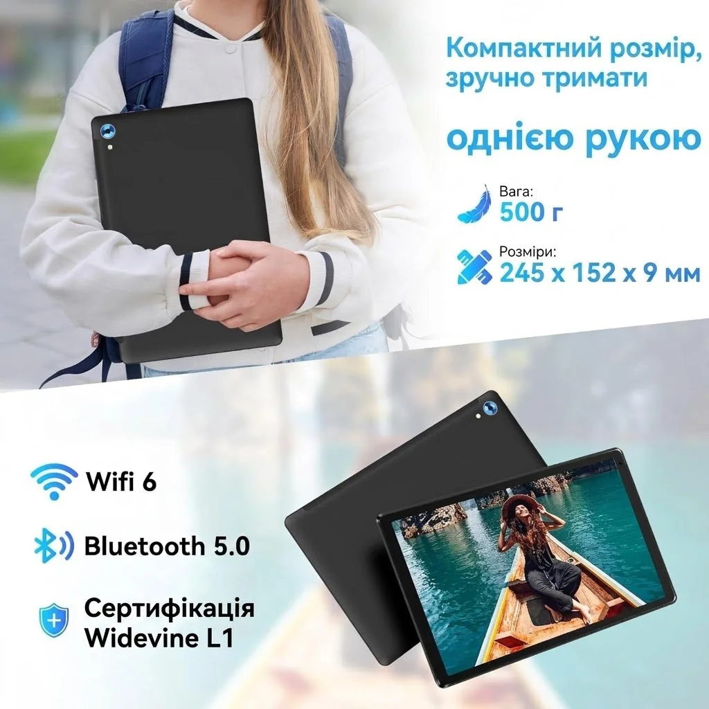 Планшет 10.1" Whitedeer C109 4/128Gb 8 ядер Android 15 Чорний, фото №5 Планшет 10.1" Whitedeer C109 4/128Gb 8 ядер Android 15 Чорний, фото №5