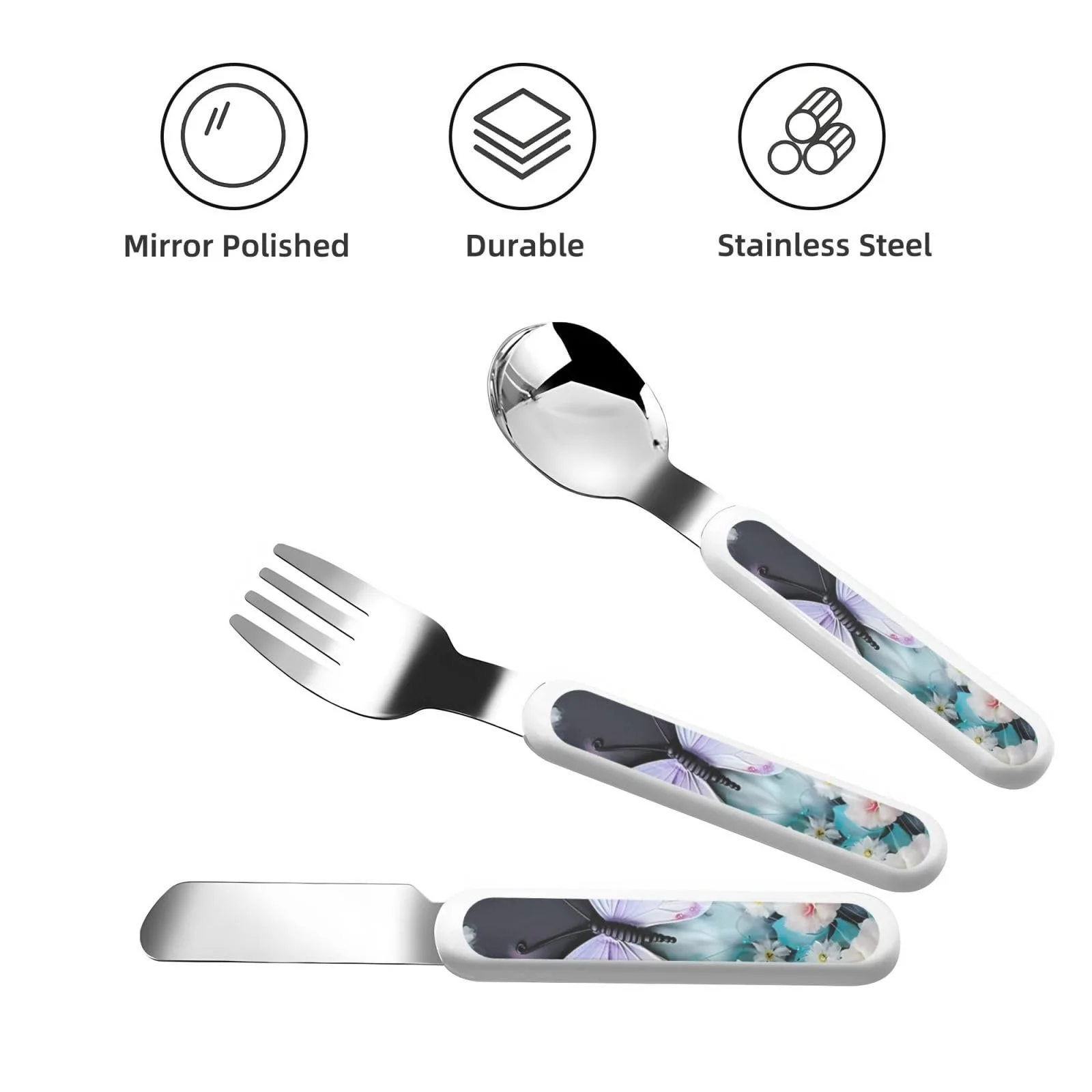 Дитячий Набір з Трьох Предметів з Малюнком Метелика, фото №2 Дитячий Набір з Трьох Предметів з Малюнком Метелика, фото №2