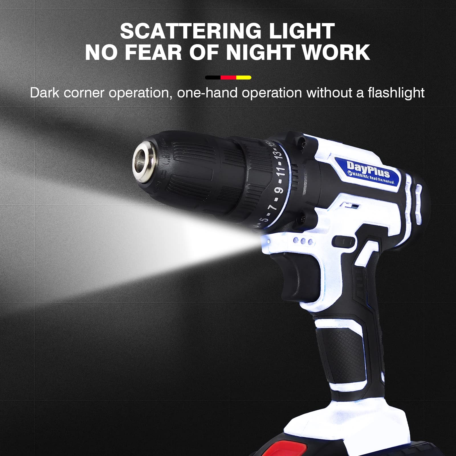 Безшнурова дриль Шурупокрут 21 В 45 Нм з акумулятором 1500 мАг 18+1 рівнів крутного моменту 2 передачі з LED підсвіткою, фото №7