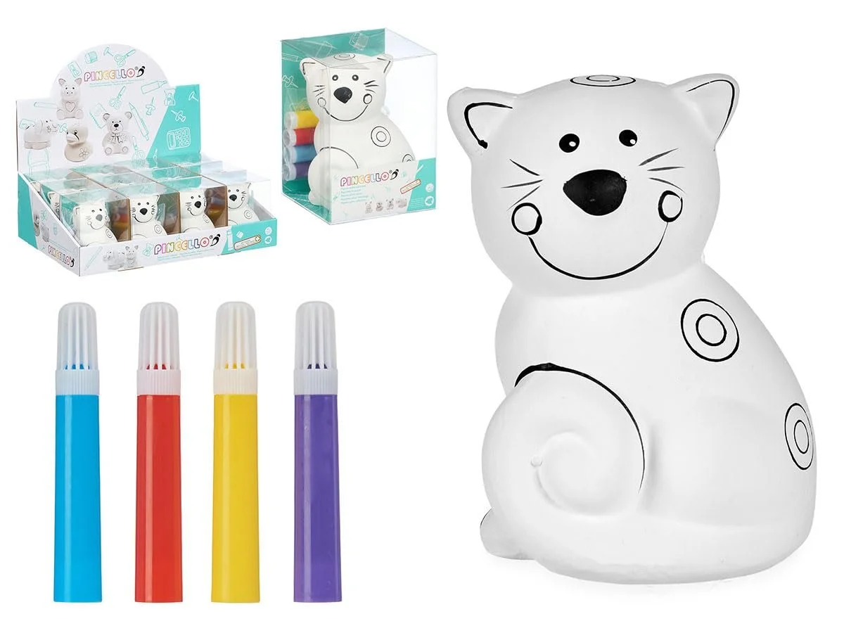 Скарбничка-набір Ceramic Paint Animal Cat Ceramic White, фото №1