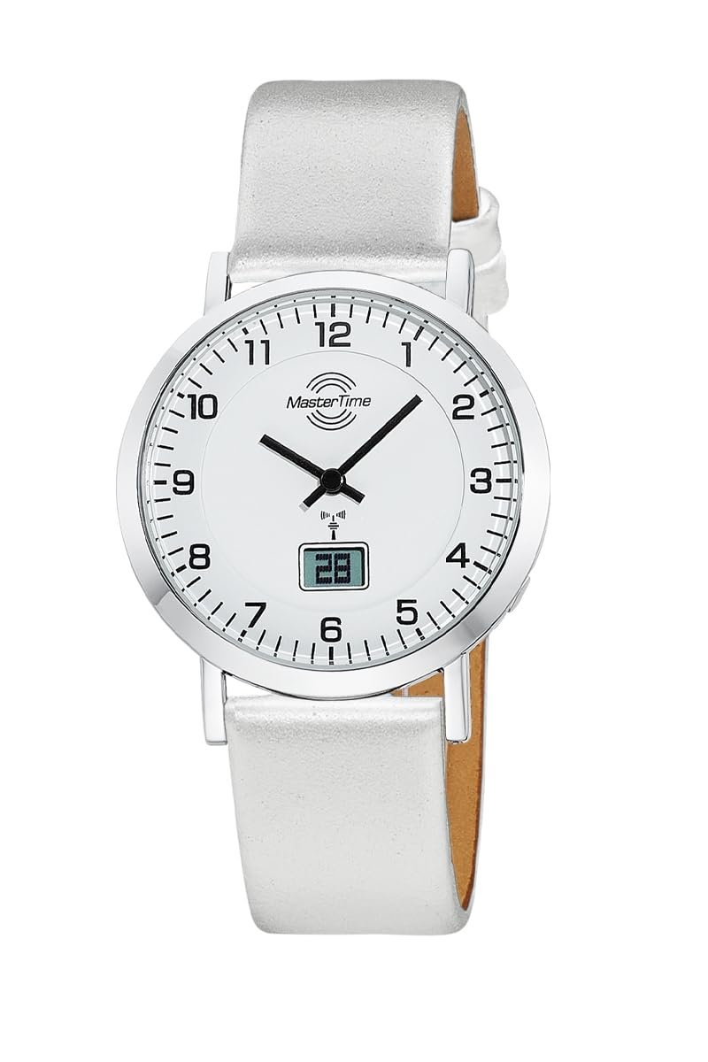 Женские часы Кварцевые Master Time Funk MTLA-10805-12L Аналоговые Цифровые Кожаный ремешок, серебряный, современные, фото №1