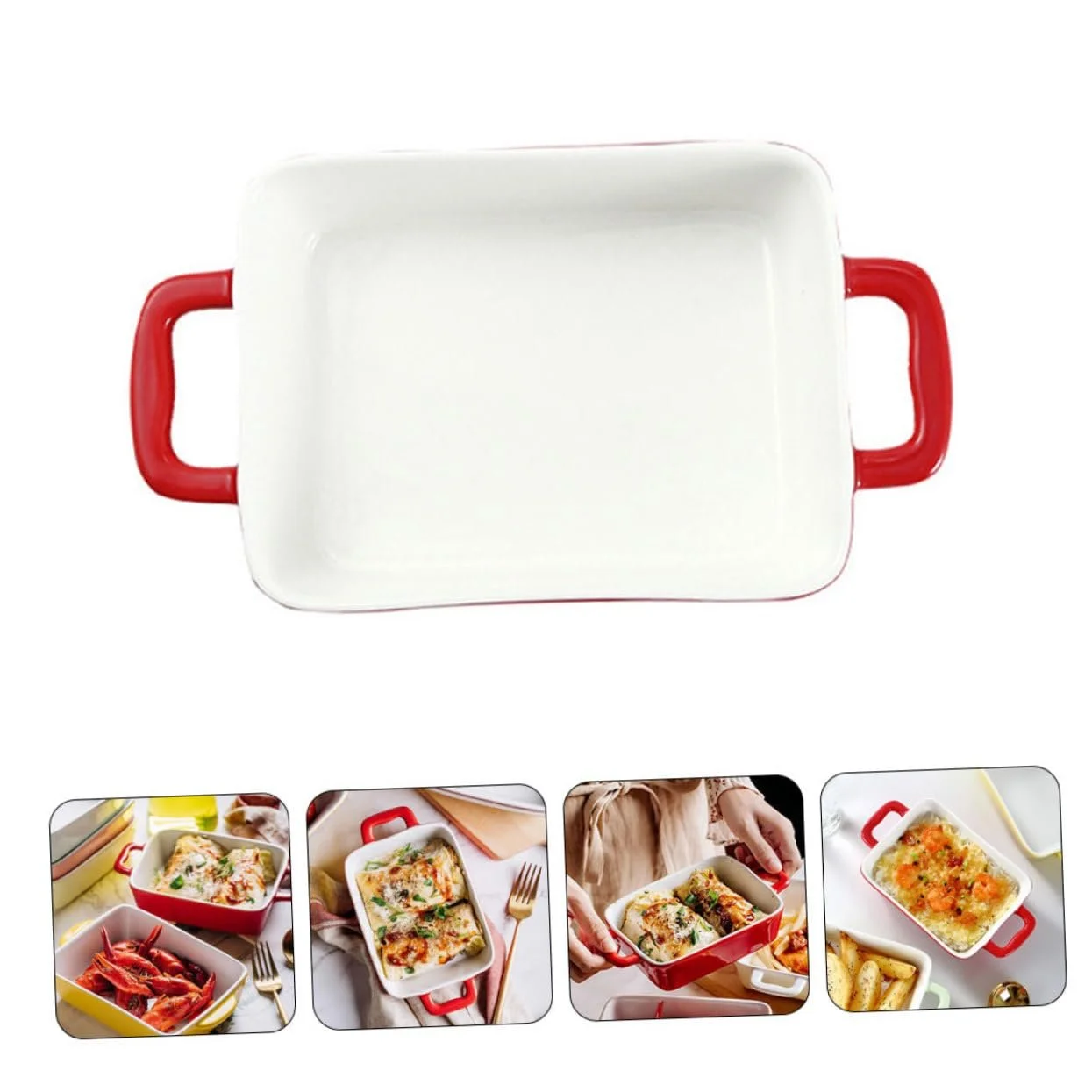 Форма для запекания IMIKEYA керамическая с двойной ручкой Красная, фото №8