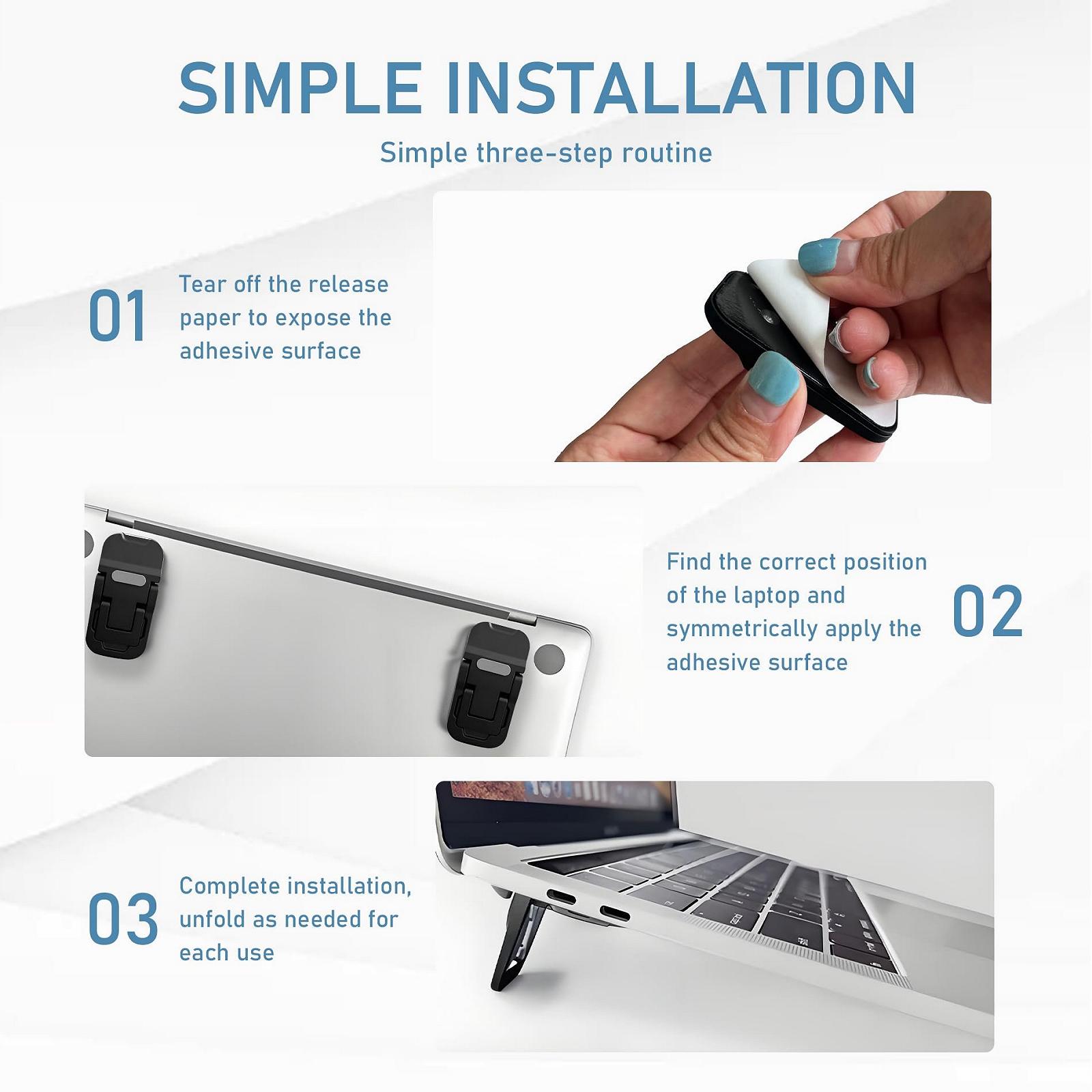 Подставка для ноутбука UBRAVE Mini, 2 шт., регулируемая по высоте, складная подставка для ноутбука, портативная подставка для клавиатуры для стола, совместима со всеми ноутбуками/MacBook/ноутбуками/клавиатурами, черная, фото №4