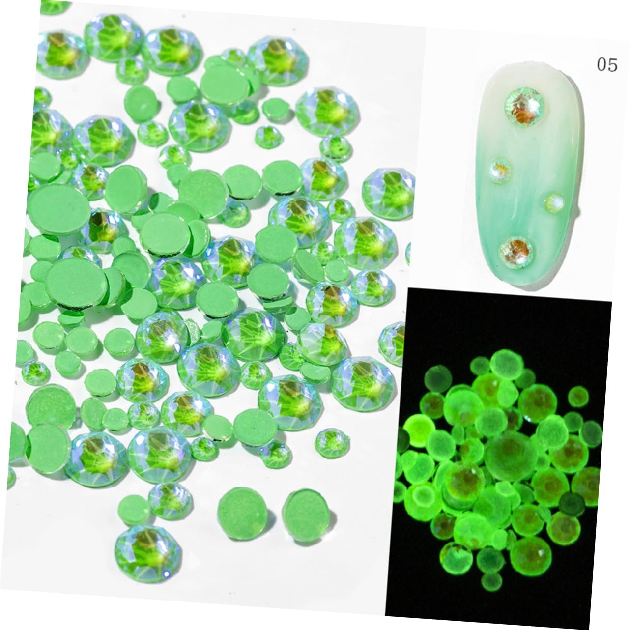 Каміння 6taschen Флуоресцентні Камінці для дизайну нігтів Смоляні, фото №3