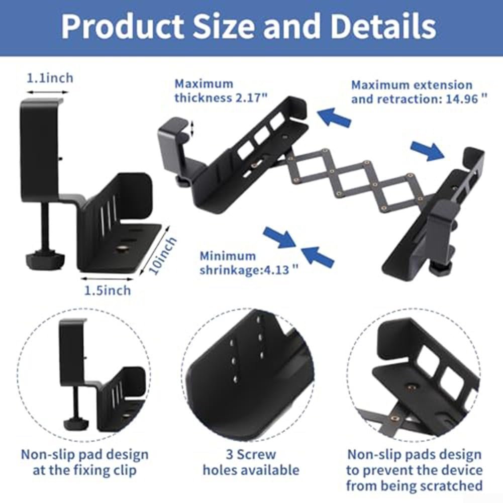 Підстільний тримач для ноутбука сталевий, кріплення без свердління, нековзні та стійкі до подряпин накладки, фото №3