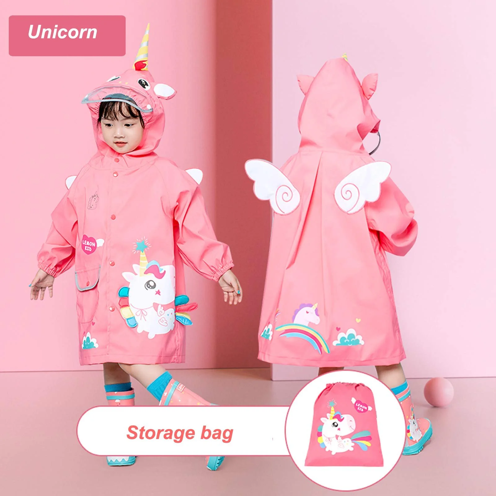 Дитячий дощовик JinBei з капюшоном для хлопчиків і дівчаток, фото №4