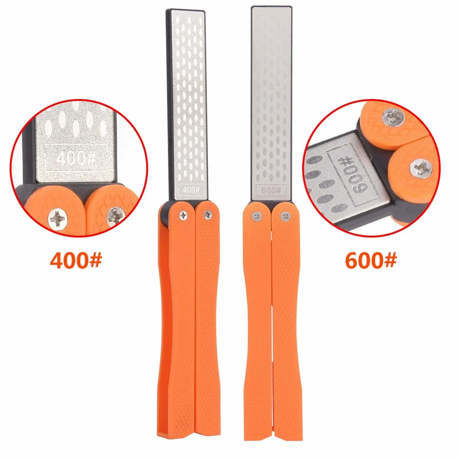 Точилка для ножів двостороння складана компактна помаранчева для виживання, фото №4