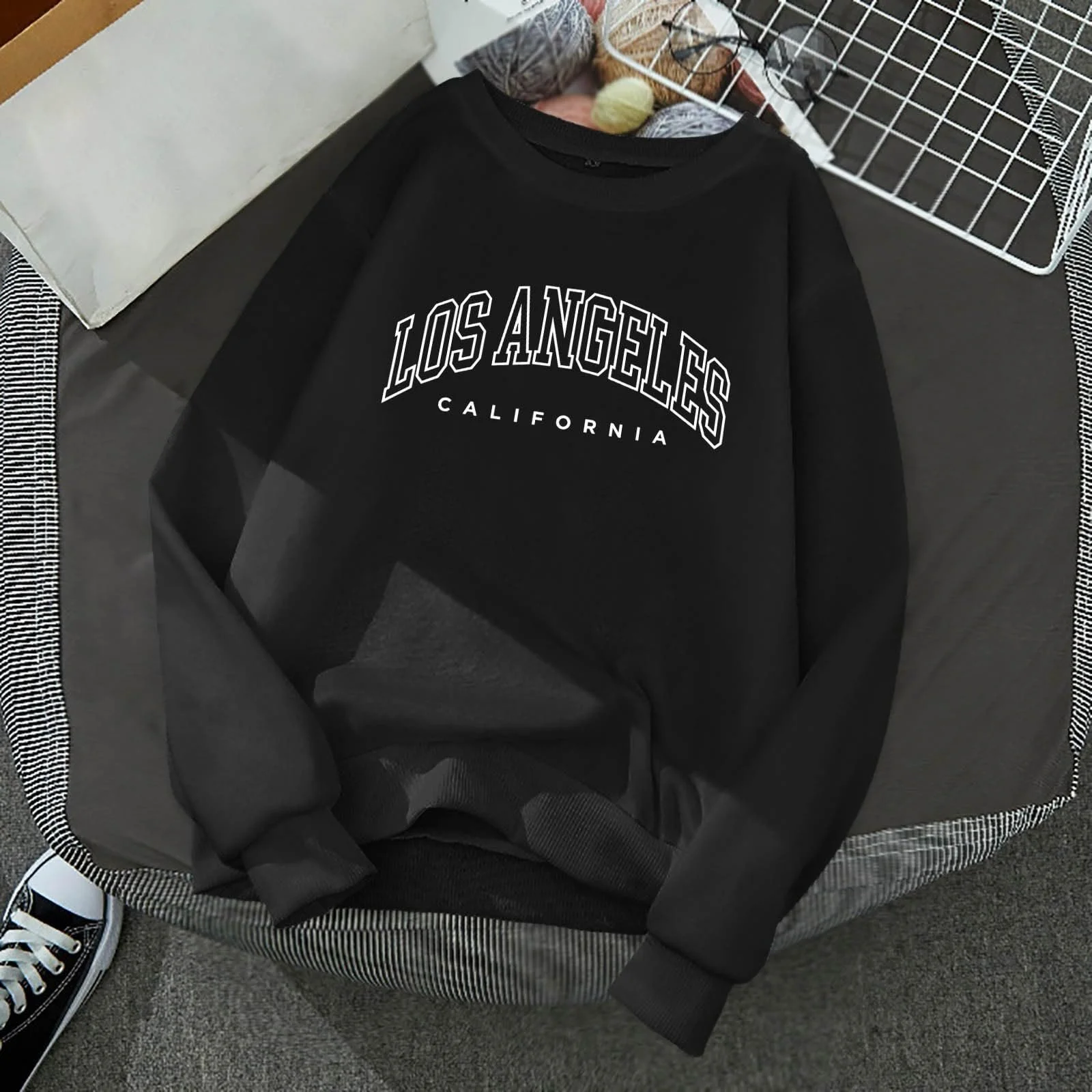 Женский Винтажный Свитшот С Принтом Los Angeles, Персонализированная Графическая Одежда, Аниме, Длинные Рукава, Круглый Вырез, Калифорния, Колледж, Крутой Топ, Y2K Backwoods, фото №2