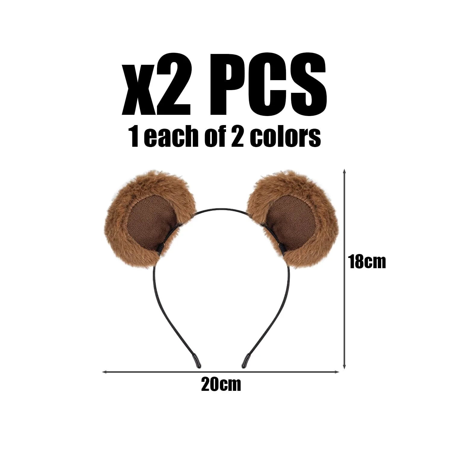 Тонкі обручі для волосся Ведмідь (2 шт.) Тварини Мультяшні Плюшеві, фото №2