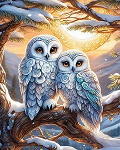 AR-3188 Набір алмазної мозаїки на підрамнику 40*50 см Пара совушок - Фото 1