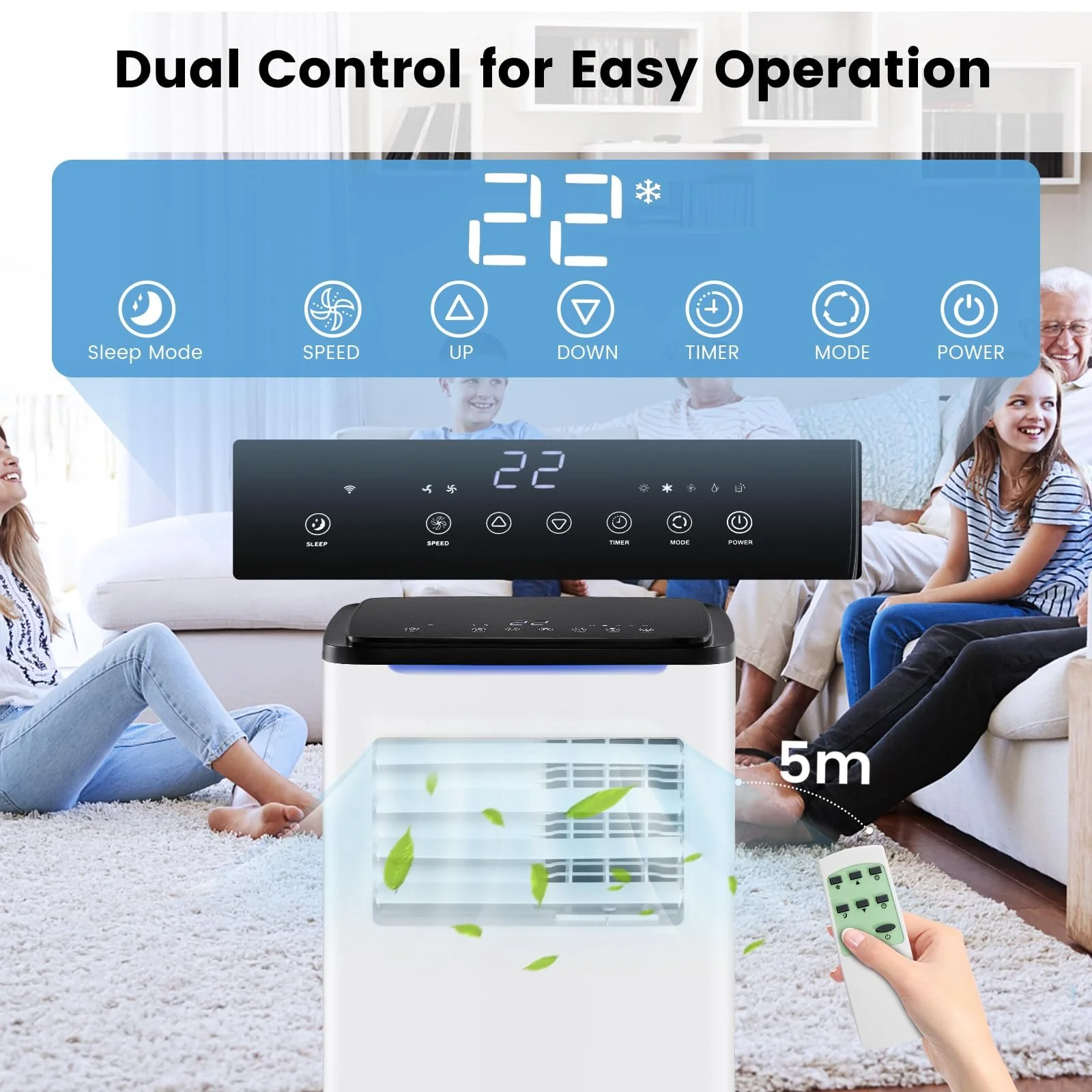 Мобильный кондиционер SOARS 9000 BTU 4-в-1 LED-дисплей 24-часовой таймер, фото №3