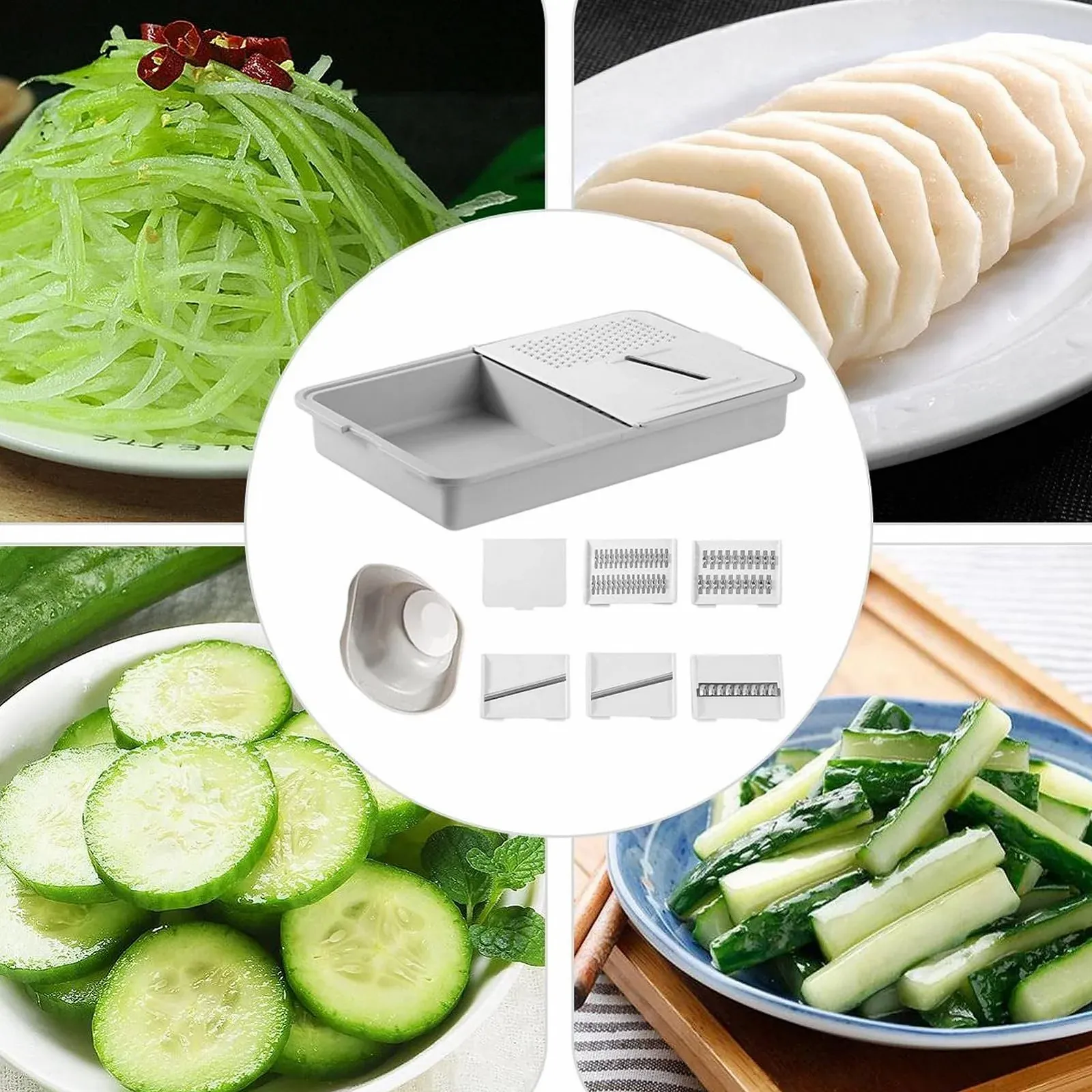 Терка кухонна, подрібнювач картоплі та овочечистка, багатофункціональна з піддоном, фото №5