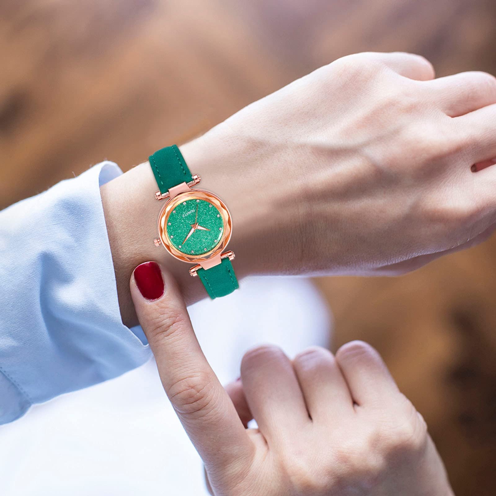 Аналоговий Кварцовий Годинник для Жінок Generisch Рожевий Сріблястий Зоряне Небо, фото №6