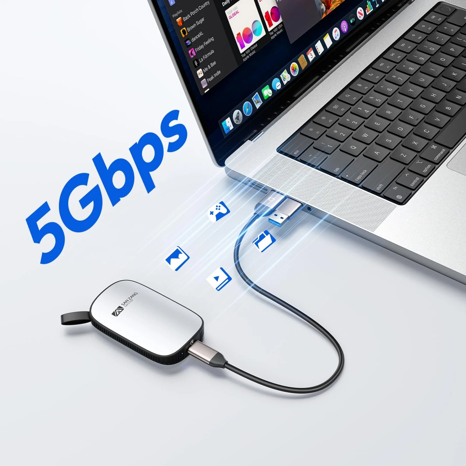 Зовнішній SSD SAN ZANG MASTER 512GB Portable USB-C Aluminium Case, фото №2