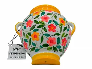 Купить Кашпо керамическое настенное CERÁMICA RAMBLEÑA Orza 20x20x14 см желто-белое - Фото 1 Кашпо керамическое настенное CERÁMICA RAMBLEÑA Orza 20x20x14 см желто-белое - Фото 1