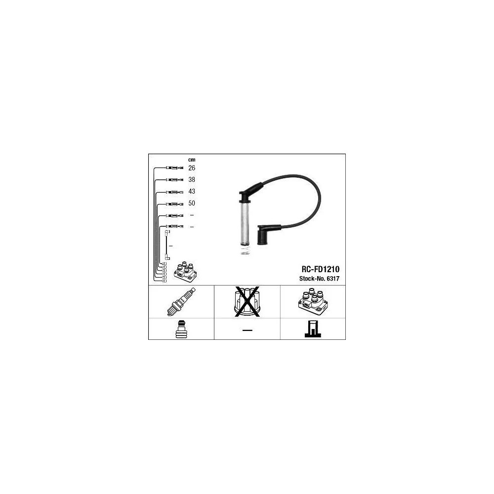 Комплект проводів запалювання NGK 6317 для FORD, фото №1 Комплект проводів запалювання NGK 6317 для FORD, фото №1