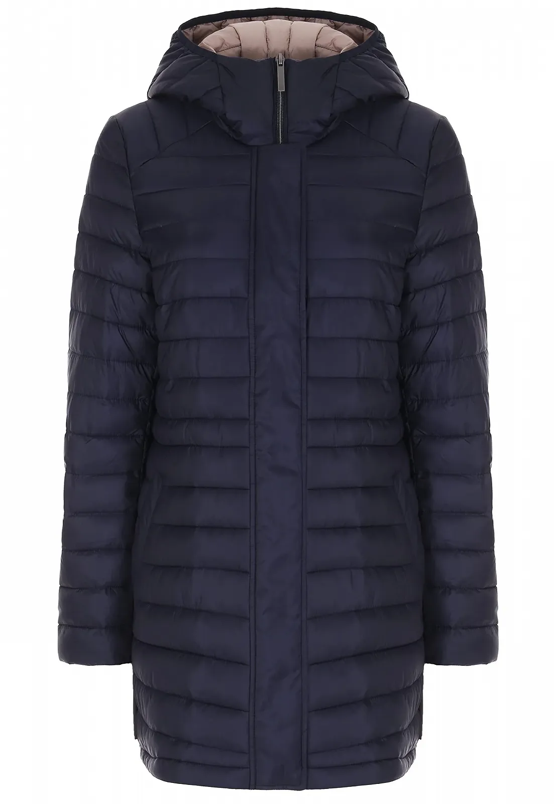 Жіноче Синє стьобане пальто з капюшоном, фото №1 Жіноче Синє стьобане пальто з капюшоном, фото №1