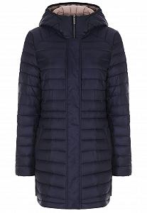 Купити Жіноче Синє стьобане пальто з капюшоном - Фото 1 Жіноче Синє стьобане пальто з капюшоном - Фото 1