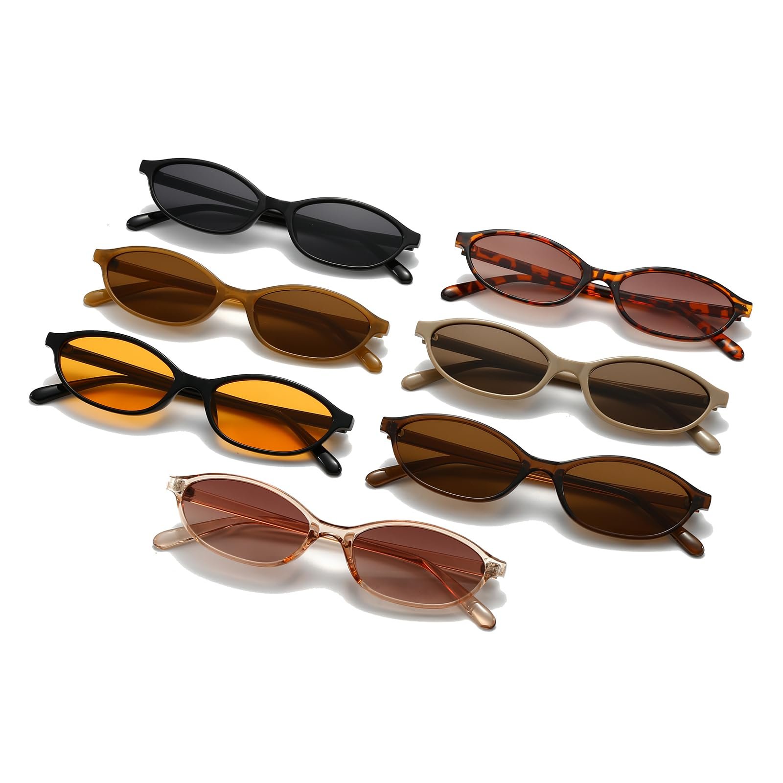 Сонцезахисні окуляри Овальні Ретро LJCZKA 90s Маленькі Котячі Очі Модні Вузька оправа, фото №7