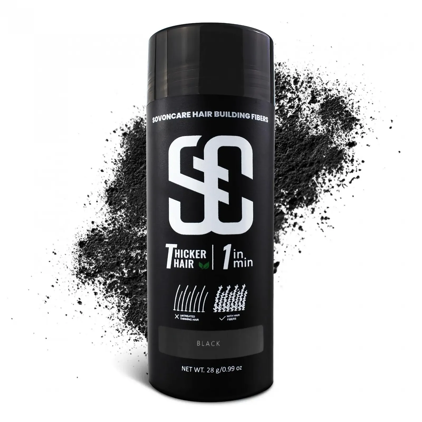 Пудра для волосся Scattered Hair для стоншеного волосся, натуральна невидима пудра для коренів (Чорний), фото №1