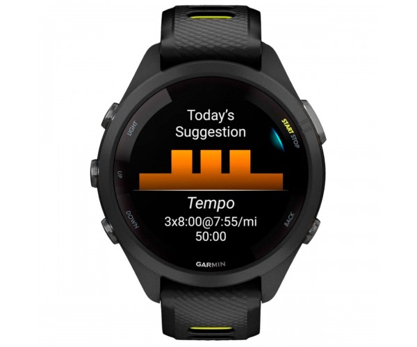 Смарт-годинник Garmin Forerunner 265S Black Bezel and Case with Black/Amp Yellow Silicone Band (010-02810-53), фото №5