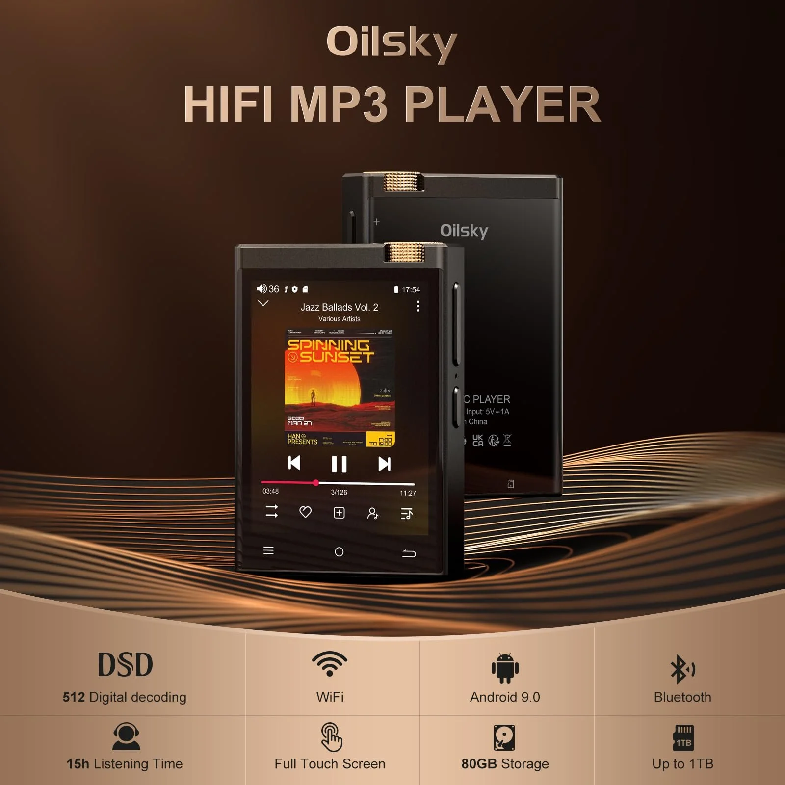 MP3 плеєр Oilsky HiFi M308 80GB Чорний, фото №2
