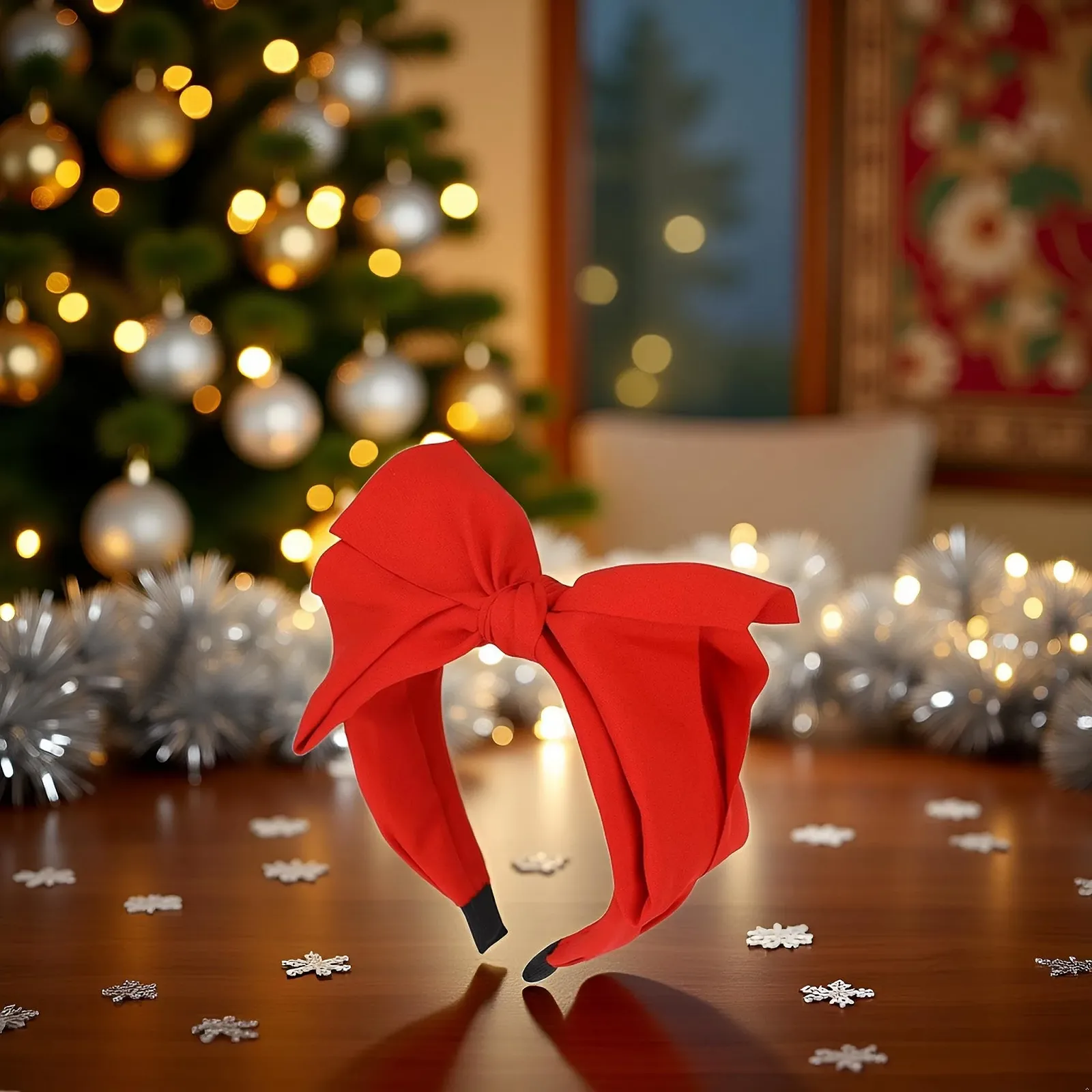 Обруч на голову з червоним бантом, фото №8