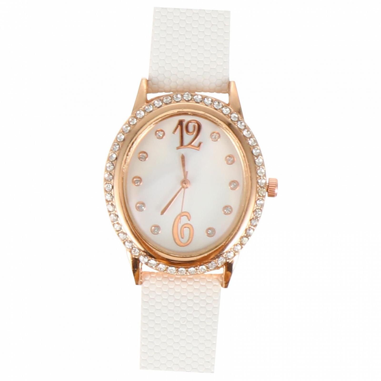 Годинник жіночий PartyKindom овальної форми з стразами, кварцовий, з м", фото №1